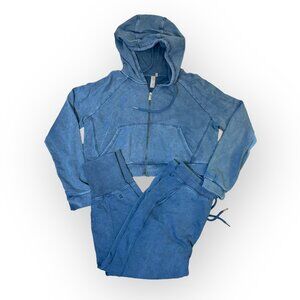 Sweaty Betty Escape Luxe Loungewear Set {Cropped Hoodie & Sweats} Blue Womens LG